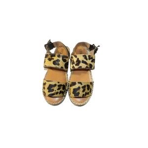 DOLCE‎ VITA Myra Espadrille Wedge Sandal Calf Hair Leopard 7 New
